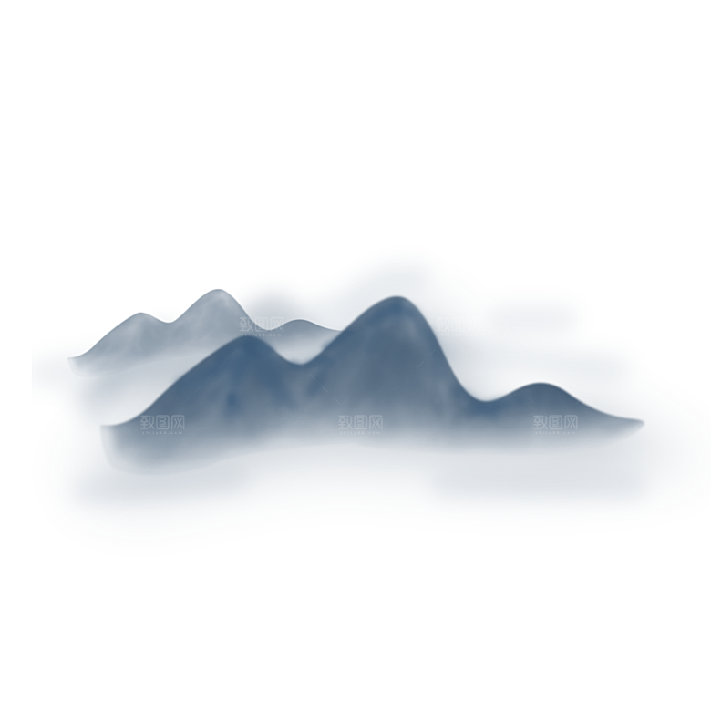 中国风水墨山水风景画远山山脉山峰