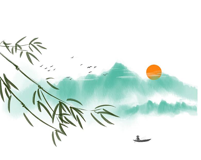 中国风水墨山水风景画远山山脉山峰
