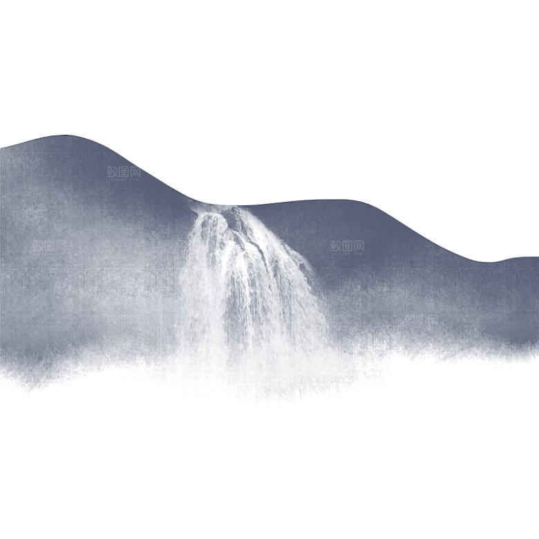 中国风水墨山水风景画远山山脉山峰