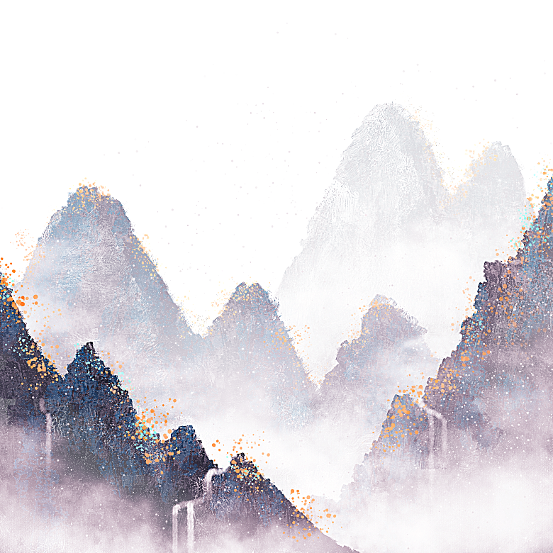 中国风水墨山水风景画远山山脉山峰
