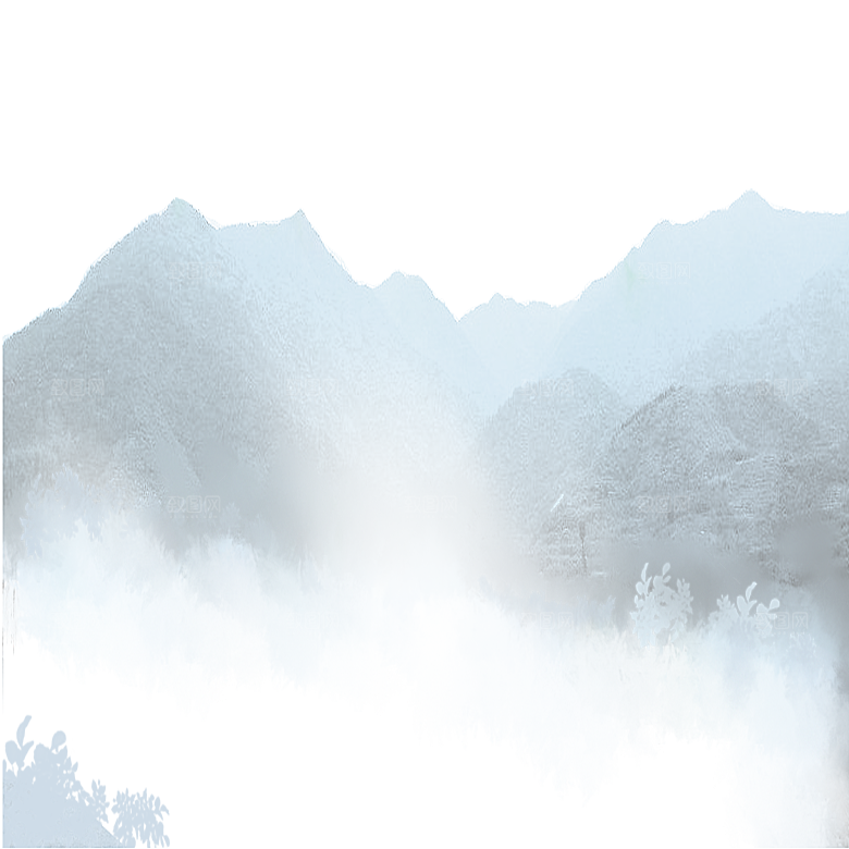 中国风水墨山水风景画远山山脉山峰