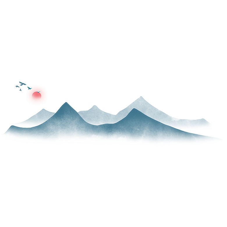 中国风水墨山水风景画远山山脉山峰