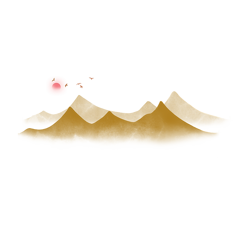 中国风水墨山水风景画远山山脉山峰