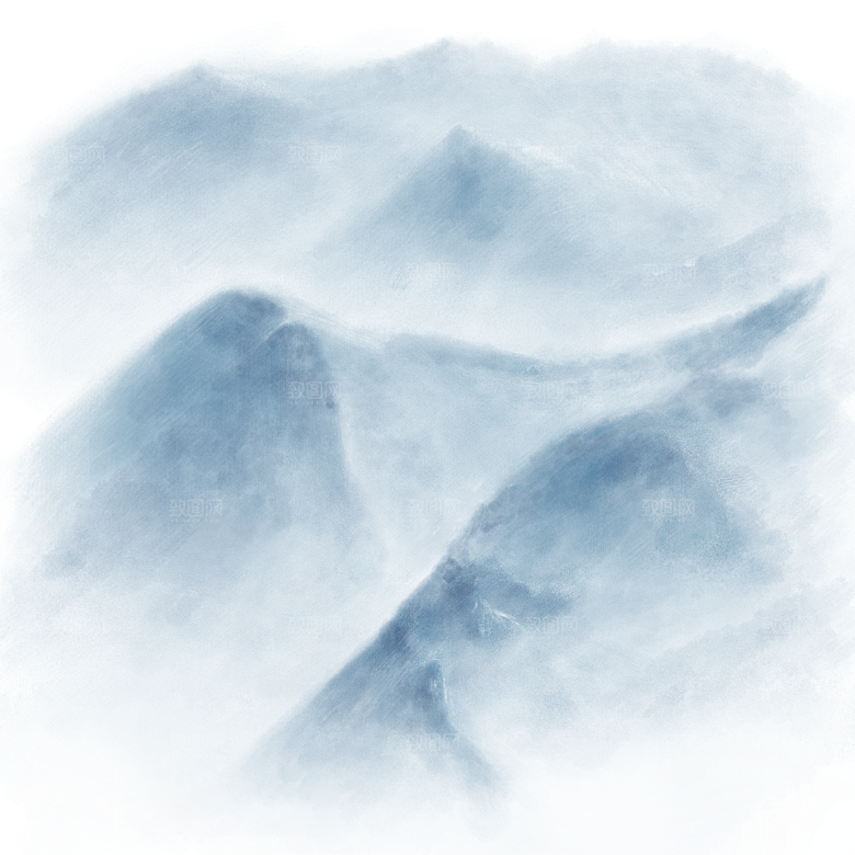 中国风水墨山水风景画远山山脉山峰