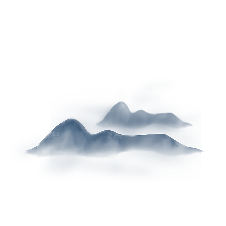 中国风水墨山水风景画远山山脉山峰