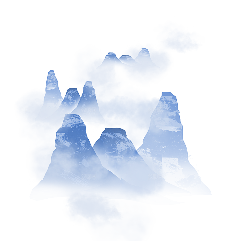 中国风水墨山水风景画远山山脉山峰