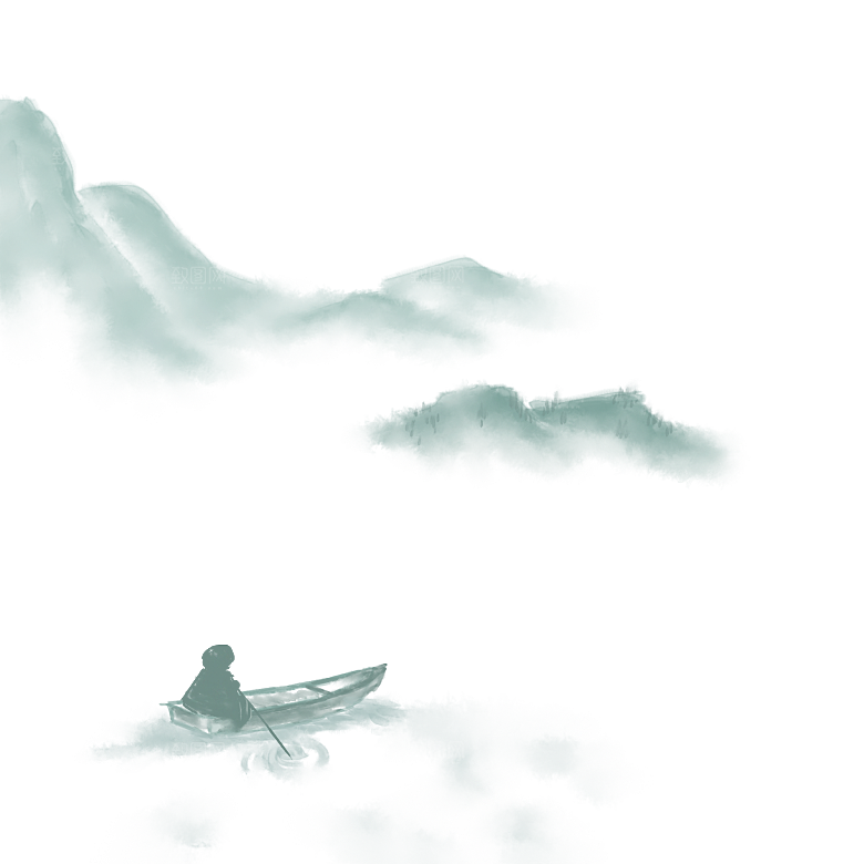 中国风水墨山水风景画远山山脉山峰