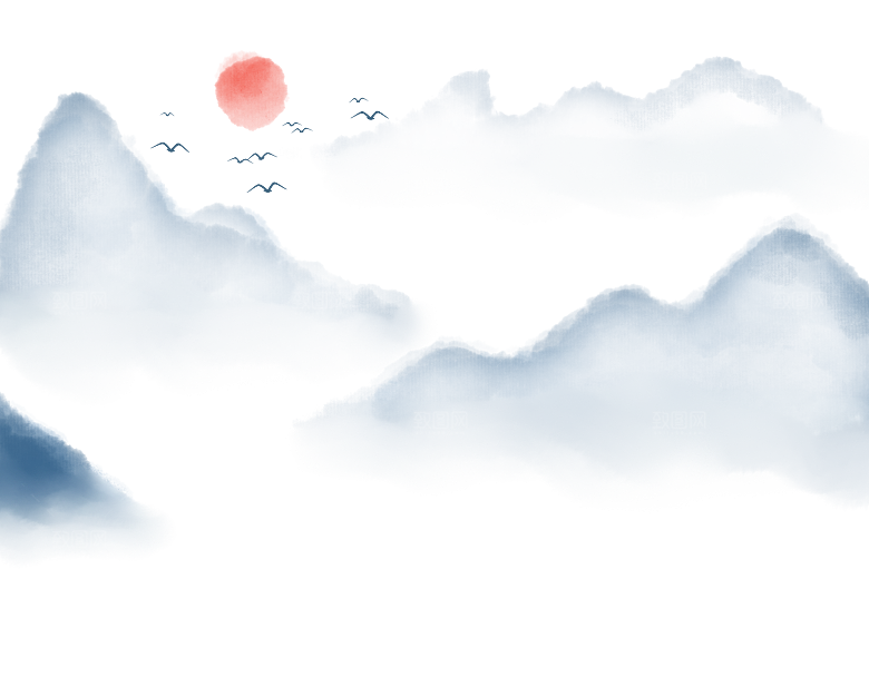 中国风水墨山水风景画远山山脉山峰