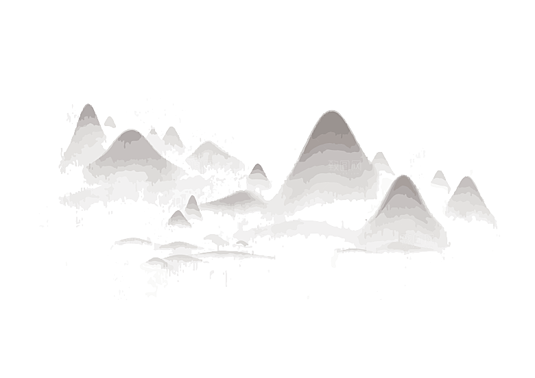 中国风水墨山水风景画远山山脉山峰