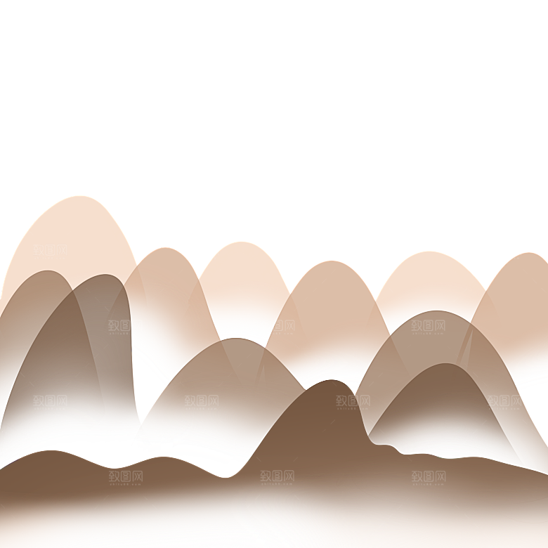 中国风水墨山水风景画远山山脉山峰