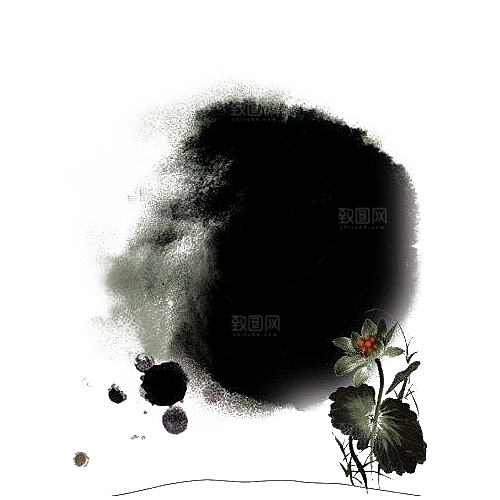 水墨山水远山云海插图免抠图片