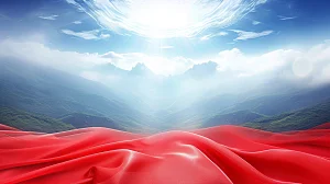 红色中国山水丝绸党政风背景素材背景摄影图