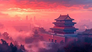 红色城市故宫天南门背景素材背景摄影图
