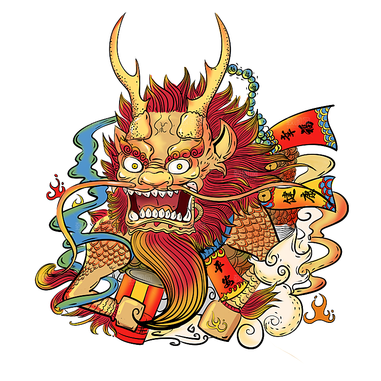 中国古风水墨龙古典图片元素