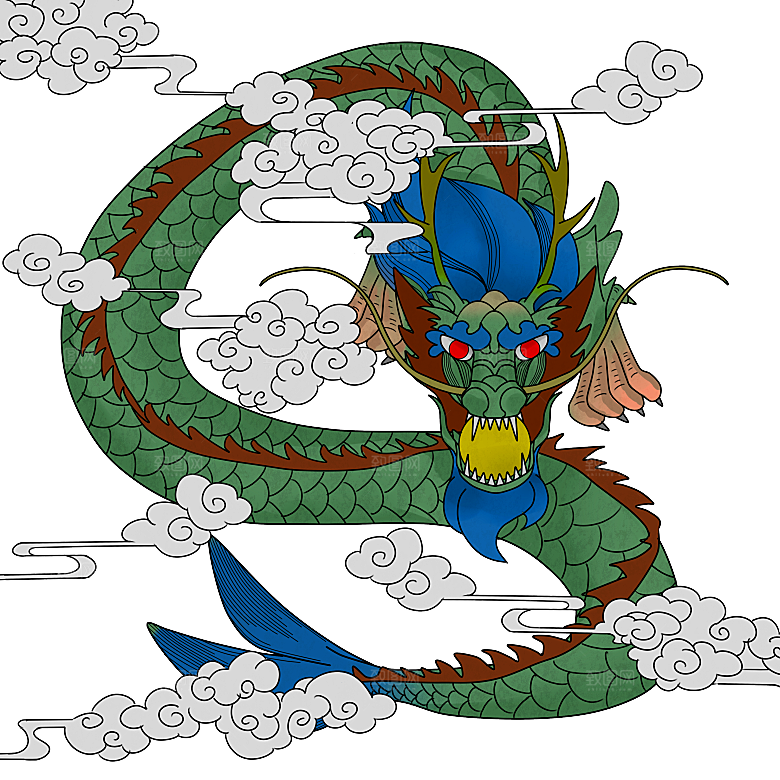 中国古风水墨龙古典图片元素
