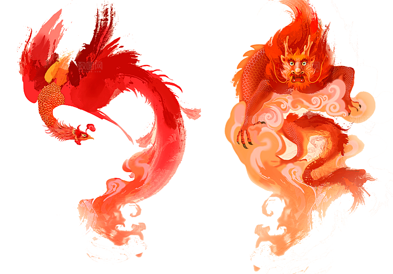 中国古风水墨龙古典图片元素