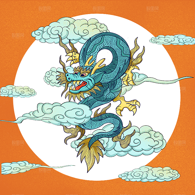 中国古风水墨龙古典图片元素