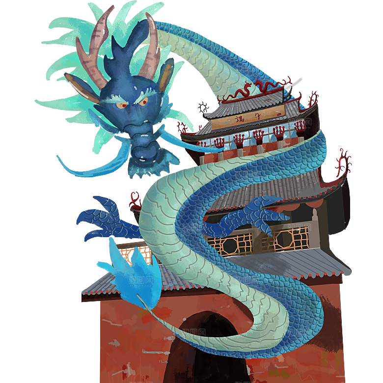 中国古风水墨龙古典图片元素
