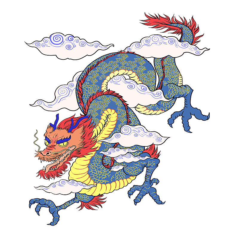 中国古风水墨龙古典图片元素