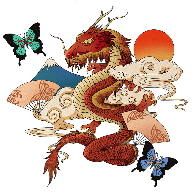 中国古风水墨龙古典图片元素