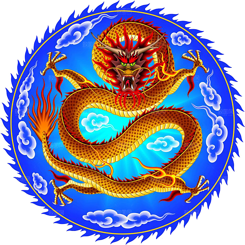 中国古风水墨龙古典图片元素
