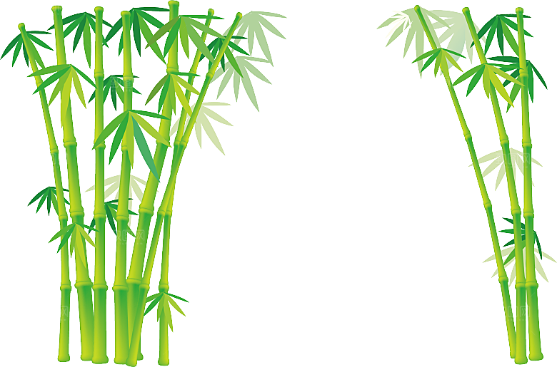中国风卡通手绘绿色竹子水墨竹叶竹节