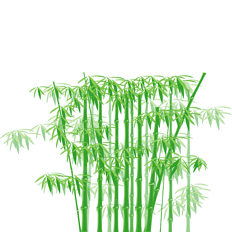 中国风卡通手绘绿色竹子水墨竹叶竹节