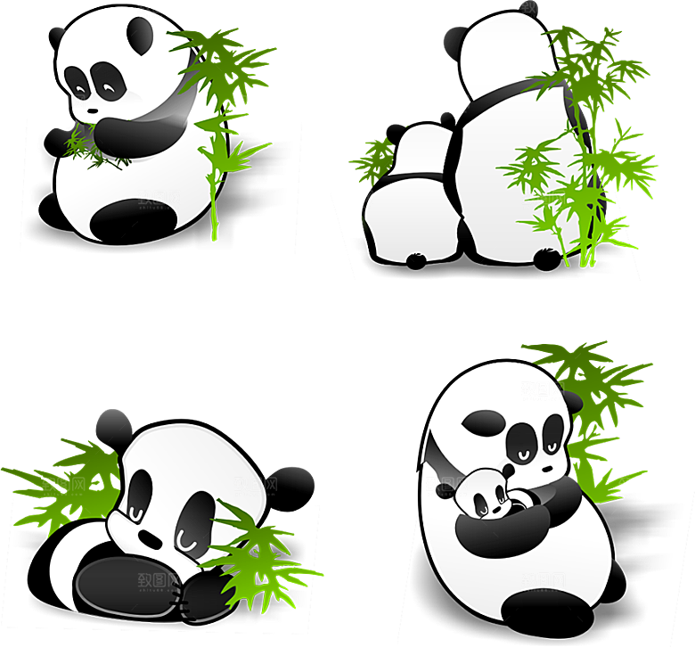 中国风卡通手绘绿色竹子水墨竹叶竹节