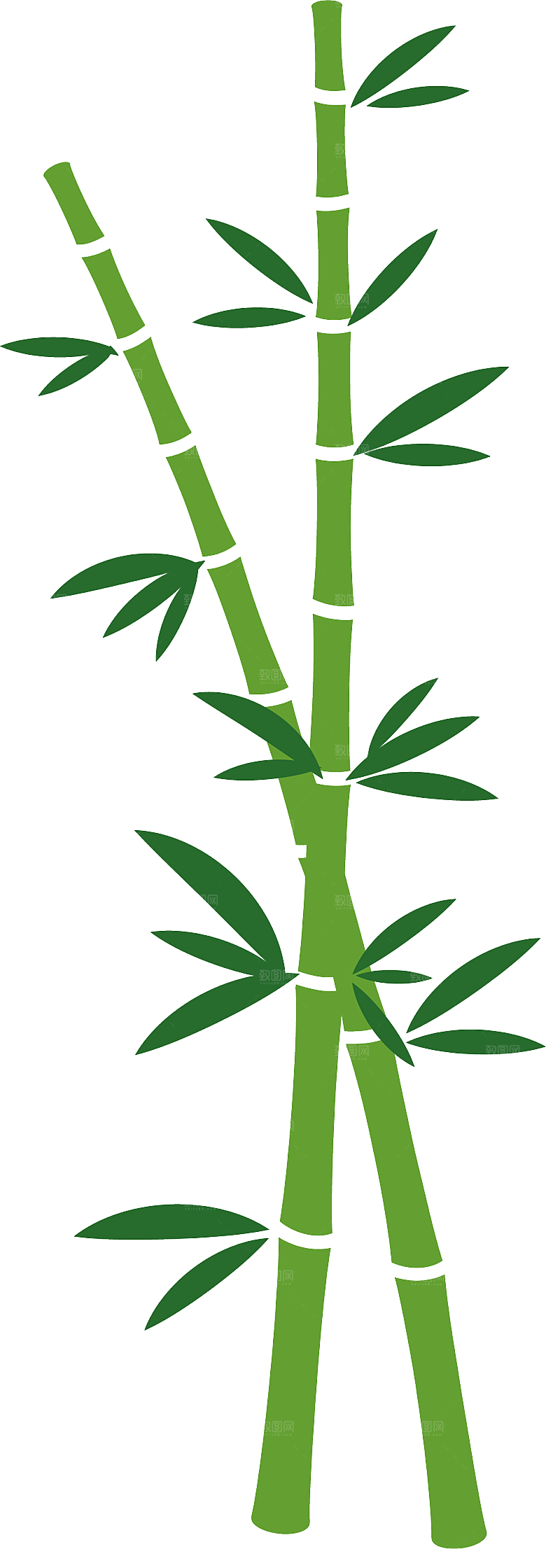 中国风卡通手绘绿色竹子水墨竹叶竹节