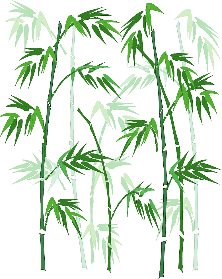中国风卡通手绘绿色竹子水墨竹叶竹节