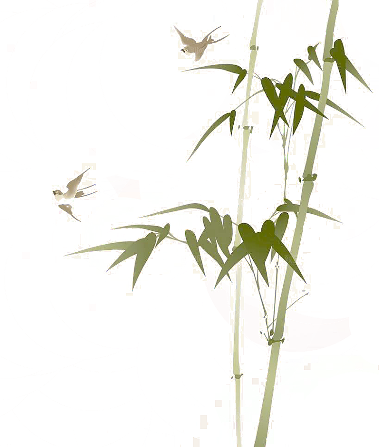 中国风卡通手绘绿色竹子水墨竹叶竹节