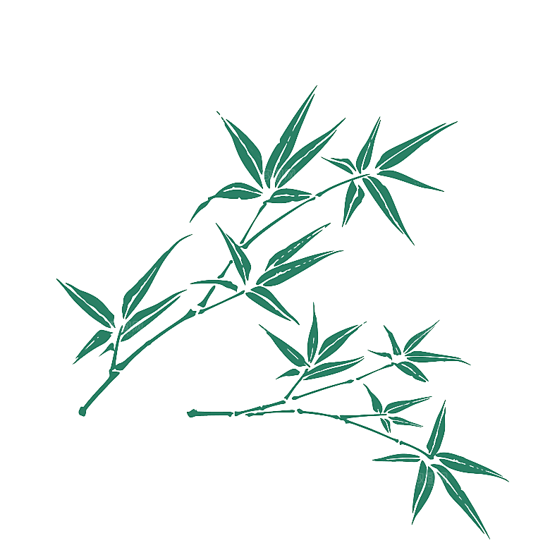 中国风卡通手绘绿色竹子水墨竹叶竹节