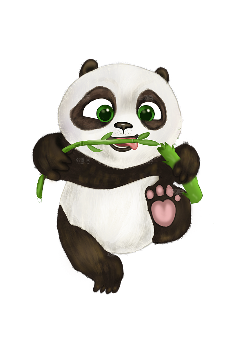中国风卡通手绘绿色竹子水墨竹叶竹节