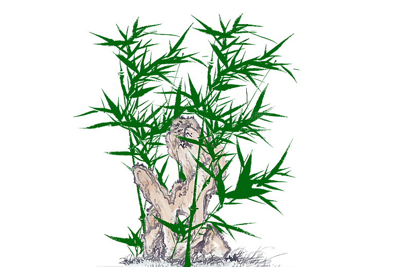 中国风卡通手绘绿色竹子水墨竹叶竹节