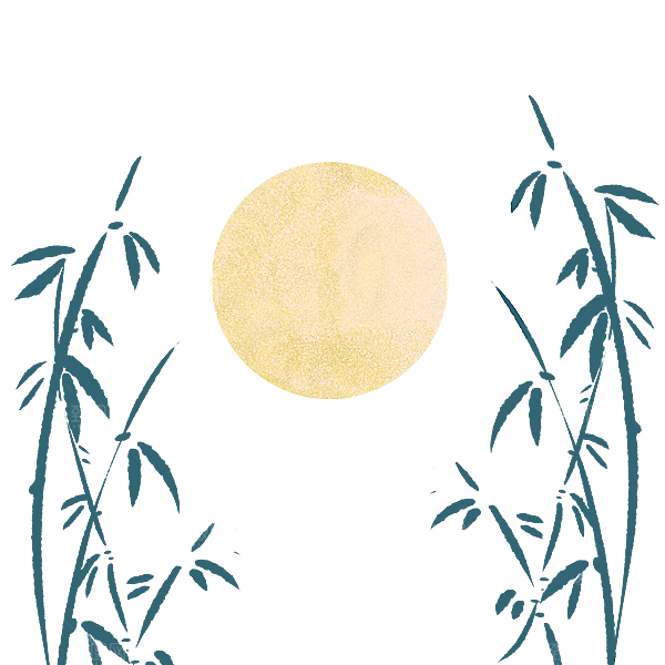 中国风卡通手绘绿色竹子水墨竹叶竹节