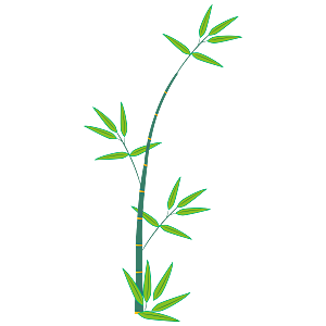 中国风卡通手绘绿色竹子水墨竹叶竹节