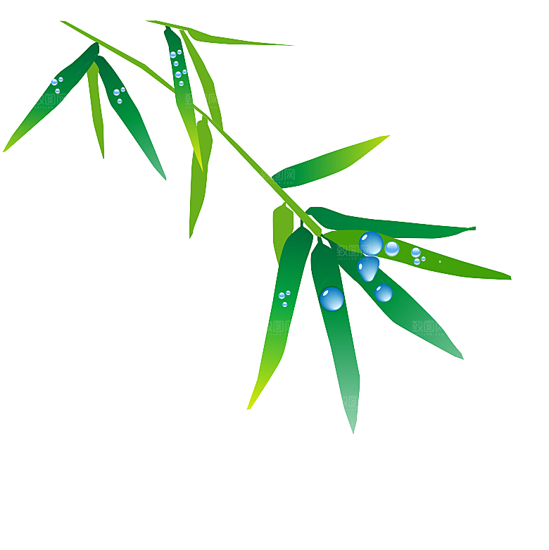 中国风卡通手绘绿色竹子水墨竹叶竹节