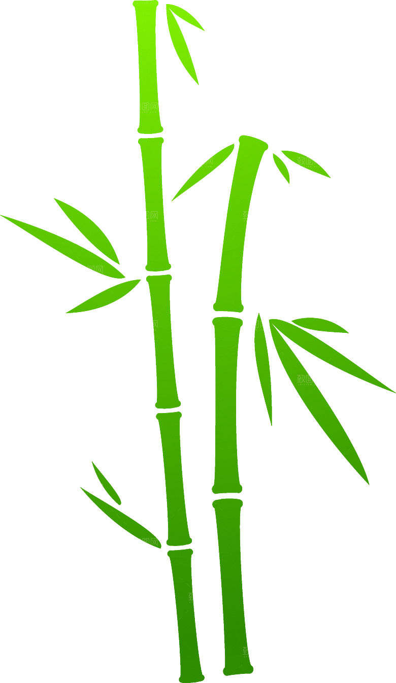 中国风卡通手绘绿色竹子水墨竹叶竹节