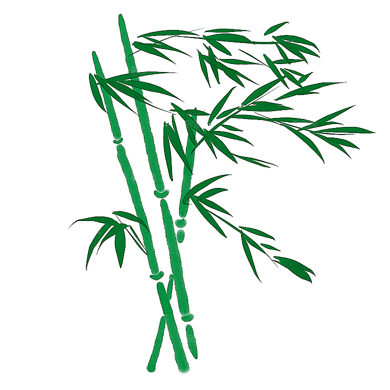 中国风卡通手绘绿色竹子水墨竹叶竹节