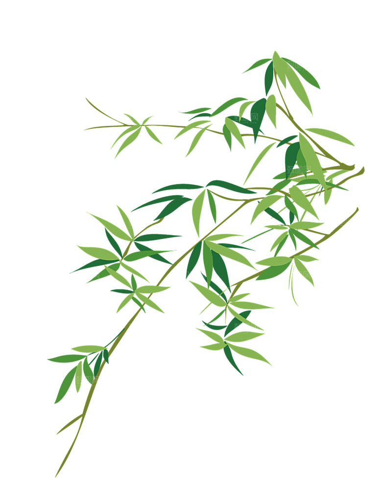 中国风卡通手绘绿色竹子水墨竹叶竹节