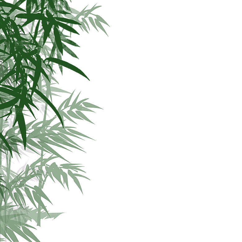 中国风卡通手绘绿色竹子水墨竹叶竹节