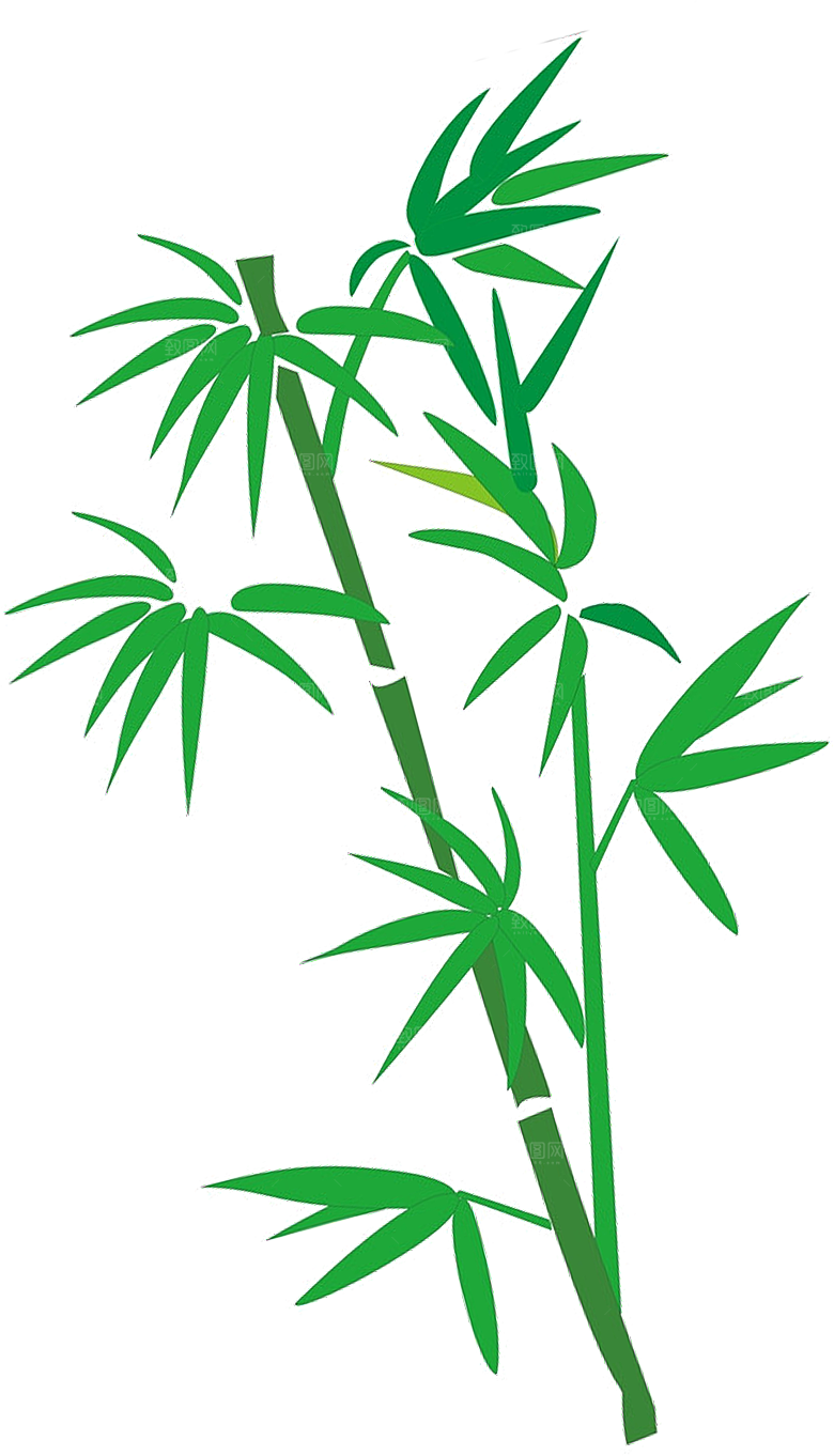 中国风卡通手绘绿色竹子水墨竹叶竹节