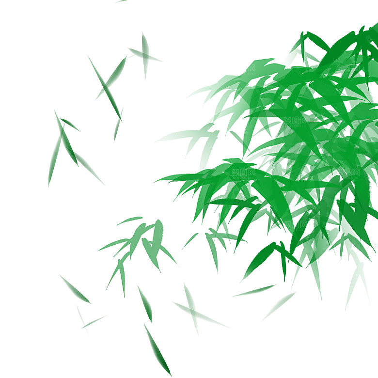中国风卡通手绘绿色竹子水墨竹叶竹节
