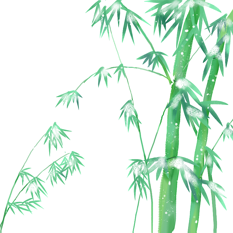 中国风卡通手绘绿色竹子水墨竹叶竹节