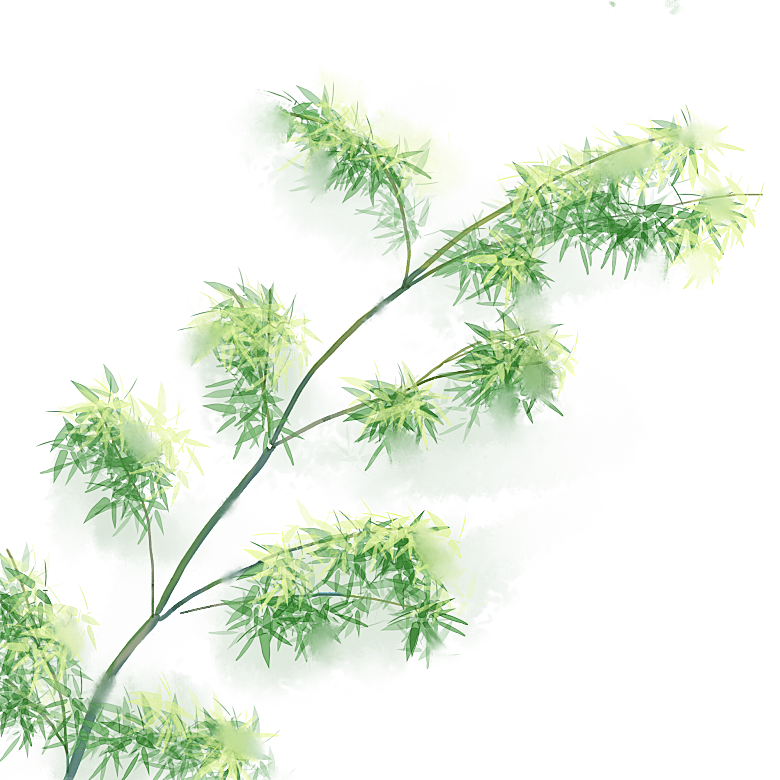 中国风卡通手绘绿色竹子水墨竹叶竹节