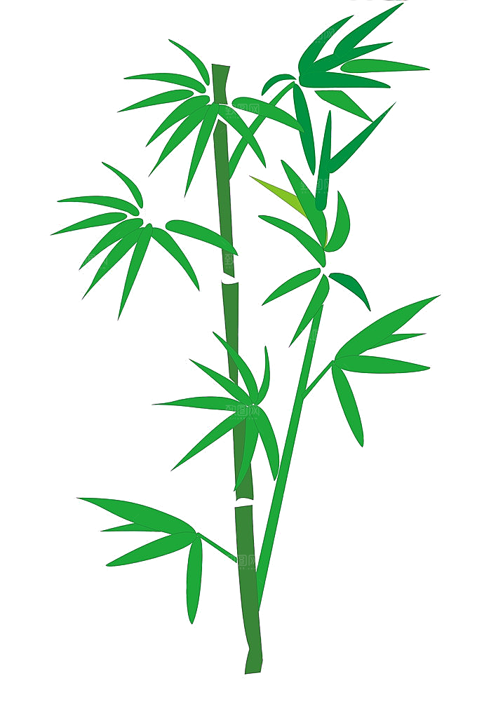 中国风卡通手绘绿色竹子水墨竹叶竹节