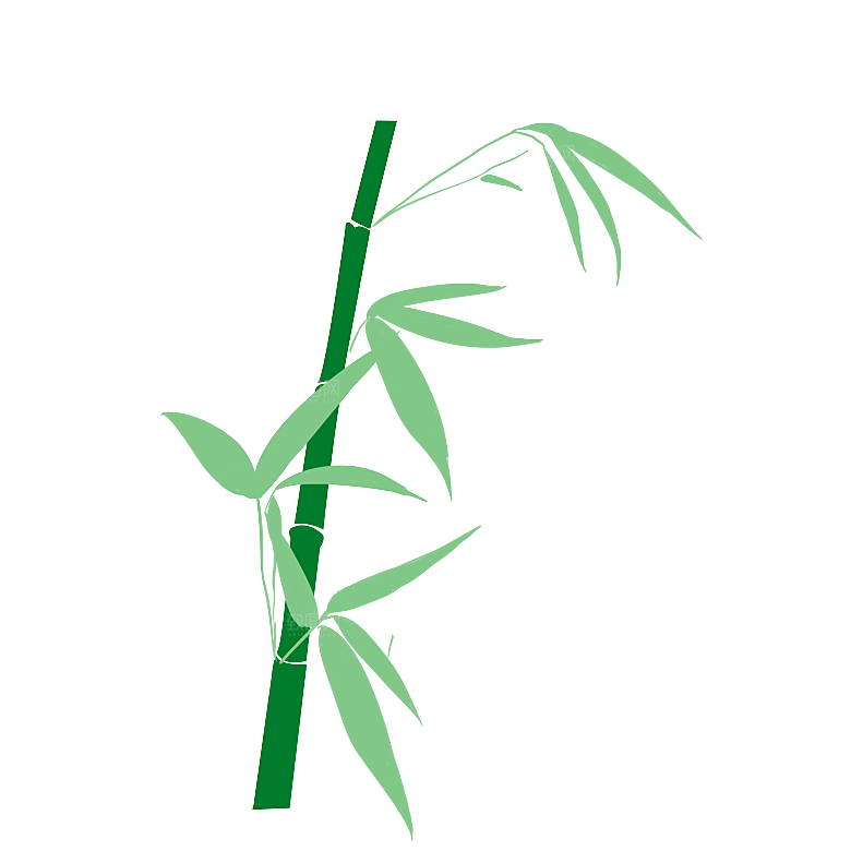 中国风卡通手绘绿色竹子水墨竹叶竹节