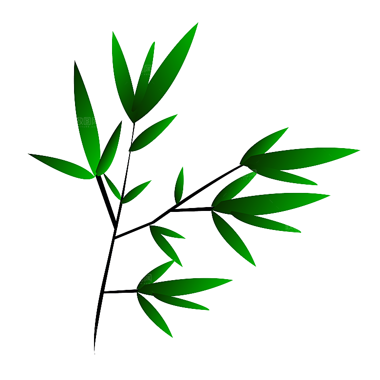 中国风卡通手绘绿色竹子水墨竹叶竹节