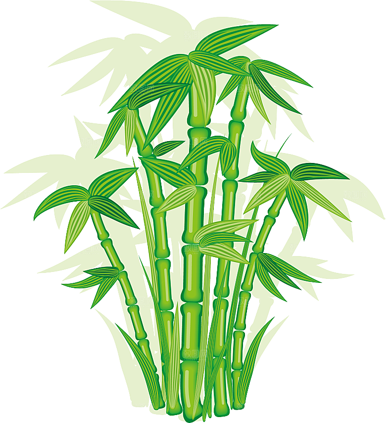 中国风卡通手绘绿色竹子水墨竹叶竹节
