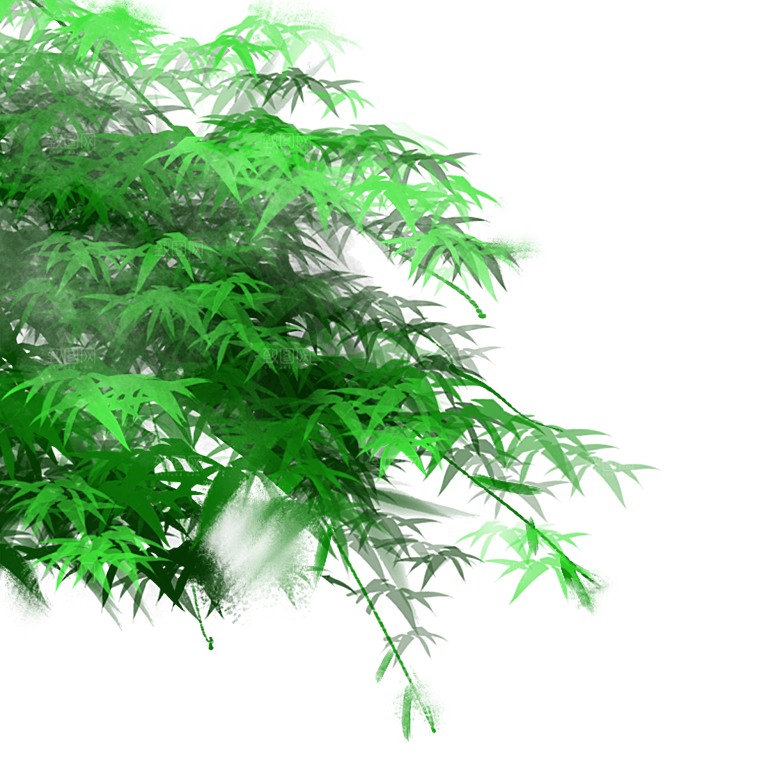 中国风卡通手绘绿色竹子水墨竹叶竹节